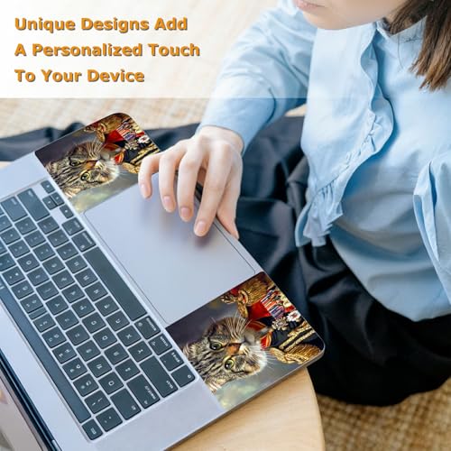 Universal Laptop Skin Sticker with 2 Wrist Pad Decals, 3-Piece Removable Vinyl Laptop Cover, Officer Cat Waterproof Anti-Scratch, Easy-Trim Fit for 13.3" 14" 15.6" Laptops - color: Officer Cat