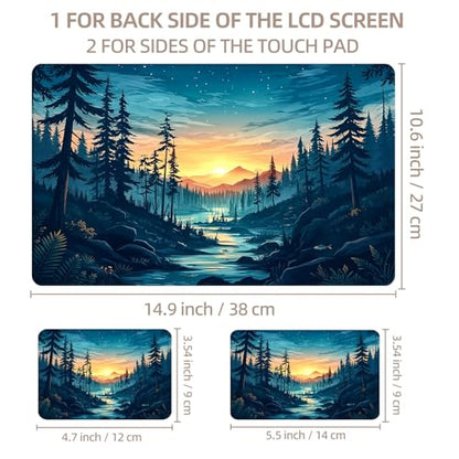 Universal Laptop Skin Sticker for 12/13/14/15.6 Inch Laptops, Reusable Vinyl Laptop Decal Cover, Waterproof Scratch Resistant Notebook Skin with 2 Wrist Pads,Sunset Forest - color: Sunset Forest