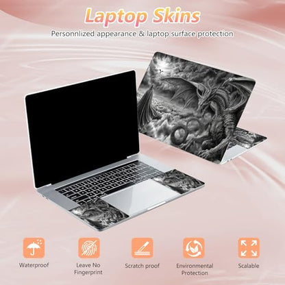 Laptop Skin Sticker Decal 12" 13" 13.3" 14" 15" 15.6",Waterproof Scratch Resistant Vinyl,Reusable Easy to Apply,for MacBook HP Dell Notebooks Netbooks Laptop,2 Wrist Pads,Black Dragon Warrior - color: Black Dragon Warrior