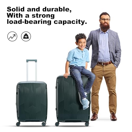 Nazhura Luggage Set, 3-Piece Hardside Suitcase Set, 20-inch Carry On, 24-inch, 28-inch Luggage - color: Dark Green