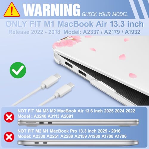 May Chen Compatible with MacBook Air 13 inch Case 2022 2021, 2020-2018 Release Model: M1 A2337 A2179 A1932, Plastic Hard Shell Case Cover for Mabook Air 13 inch with Retina Dispaly, Cherry Blossom - color: Cherry blossom