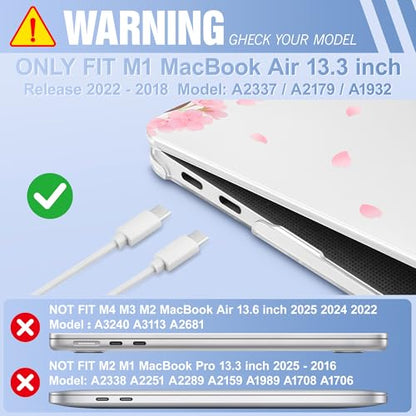 May Chen Compatible with MacBook Air 13 inch Case 2022 2021, 2020-2018 Release Model: M1 A2337 A2179 A1932, Plastic Hard Shell Case Cover for Mabook Air 13 inch with Retina Dispaly, Cherry Blossom - color: Cherry blossom