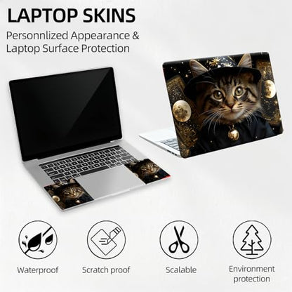 Fortune Teller Cat Universal Laptop Skin Sticker 3PCS, Protective Decal Trim-to-Fit 11.6" 13.3" 14" 15.6" Laptop Vinyl Cover, Removable Anti-Scratch Computer Decal Protector - color: Fortune Teller Cat
