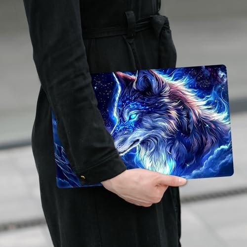 Laptop Skin Sticker Decal 12" 13" 13.3" 14" 15" 15.6",Waterproof Scratch Resistant Vinyl,Reusable Easy to Apply,for MacBook HP Dell Notebooks Netbooks Laptop,2 Wrist Pads,Blue Wolf Cloud - color: Blue Wolf Cloud
