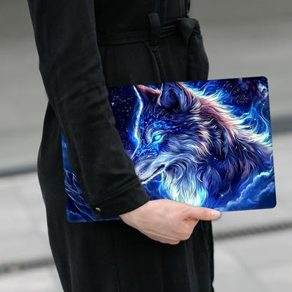 Laptop Skin Sticker Decal 12" 13" 13.3" 14" 15" 15.6",Waterproof Scratch Resistant Vinyl,Reusable Easy to Apply,for MacBook HP Dell Notebooks Netbooks Laptop,2 Wrist Pads,Blue Wolf Cloud - color: Blue Wolf Cloud
