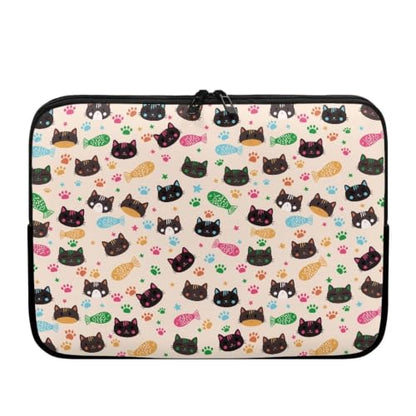 Cat Fish Printed Computer Carrying Cover, Large Capacity Laptop Case Bag Easy to Carry Computer Bag, 12 Inch Lightweight Laptop Briefcase Messenger Bag for Women - color: Black and Pink-Cat Fish, size: 12 Inches