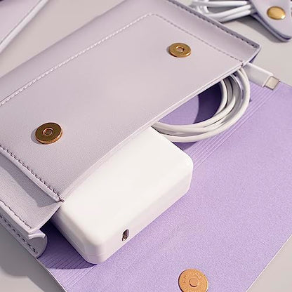 PU Leather Laptop Sleeve for 15.3 inch MacBook Air 2023 2024, Surface Book 13.5, Surface Laptop Studio - Light Purple - color: Light Purple, size: 14-15 Inch