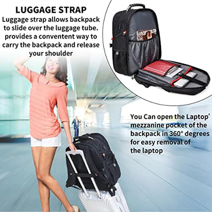 SHRRADOO Extra Large Travel Laptop Backpack for Men, Work College Backpacks | Fit 17 Inch Laptops, with Combination Lock, Carry On Flight Approved, Men Women Business Backpack,Bookbag School Backpack - color: Black