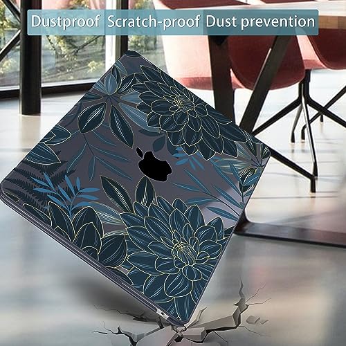 Mektron for 2026/2025/2024/2023 MacBook Air 15 INCH M5 A3448 /M4 A3241 /M3 A3114 /M2 A2941 Case, Printed Plastic Hard Shell Cover with 15.3" Liquid Retina Display Touch ID, Dahlia Flower C035 - color: Dahlia Flower C035