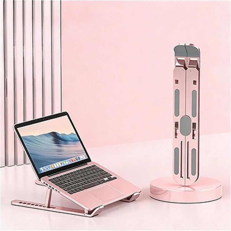 1PC Adjustable Laptop Stand – Aluminum Alloy Foldable Notebook Holder, Ergonomic Portable Computer Bracket with Cooling Ventilation, Non-Slip Laptop Stand for Desk(with 1 Storage Bag)