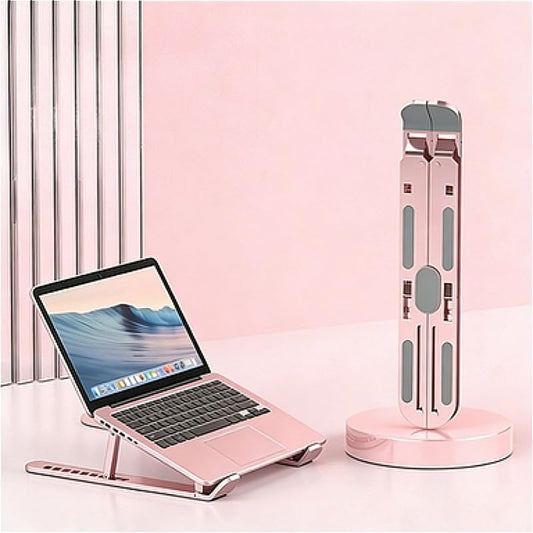 1PC Adjustable Laptop Stand – Aluminum Alloy Foldable Notebook Holder, Ergonomic Portable Computer Bracket with Cooling Ventilation, Non-Slip Laptop Stand for Desk(with 1 Storage Bag)