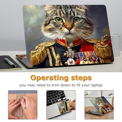 Universal Laptop Skin Sticker with 2 Wrist Pad Decals, 3-Piece Removable Vinyl Laptop Cover, Officer Cat Waterproof Anti-Scratch, Easy-Trim Fit for 13.3" 14" 15.6" Laptops - color: Officer Cat