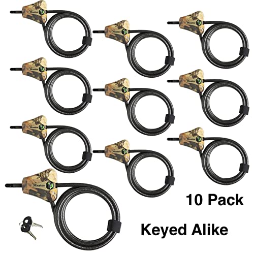 Master Lock Keyed Alike Python Trail Camera Adjustable Camouflage Cable Locks w/20 Keys, 8418KA-10 CAMO 10-Pack - size: 10 Pack