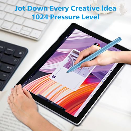 Stylus Pen for Microsoft Surface Pro12/11/10/9/8/X/7+/6/5/4/3, Surface Go 4/3/2/1, Surface Laptop1-5/Studio/Book 3/2/1 with Eraser Side Button,Palm Rejection,Tilt Function,1024 Pressure - color: Blue