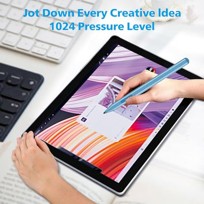 Stylus Pen for Microsoft Surface Pro12/11/10/9/8/X/7+/6/5/4/3, Surface Go 4/3/2/1, Surface Laptop1-5/Studio/Book 3/2/1 with Eraser Side Button,Palm Rejection,Tilt Function,1024 Pressure - color: Blue