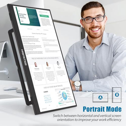 Portable Monitor Touchscreen 15.6", 1920x1080 60Hz FHD IPS HDR 10-Point Touch Screen Monitor with Built-in Stand & Speaker, HDMI USB C VESA External Travel Monitors for Laptop, PC, Mac, Phone - size: 15.6inch