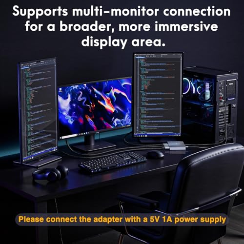 DisplayPort to HDMI Adapter 1 in 3 Out | 4K60Hz, DP Source to HDMI Splitter | DP Source to HDMI Splitter Extended Display for 3 monitors, MST Hub for Desktop,Laptop,Graphics Card - MACOS Not Support MST