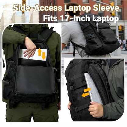kokkoya 40L Tactical Backpack with Laptop Compartment Molle Slim Bag Men - color: Black