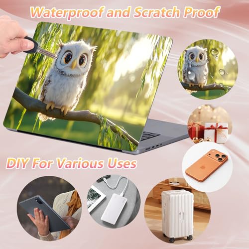 Laptop Skin Sticker Decal 12" 13" 13.3" 14" 15" 15.6",Waterproof Scratch Resistant Vinyl,Reusable Easy to Apply,for MacBook HP Dell Notebooks Netbooks Laptop,2 Wrist Pads,Cute Owl Tree - color: Cute Owl Tree