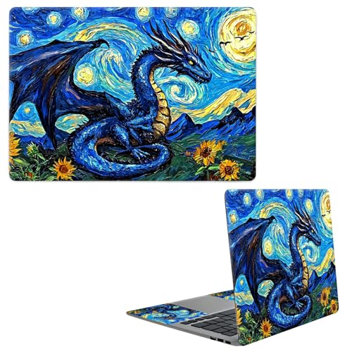 Laptop Skin Sticker Decal, Universal Protective Cover Fit 12 13 14 15.6 Inch Notebook, Reusable Water-Resistant Vinyl Decal w/ 2 Wrist Pads for Business Travel Office, Galaxy Dragon - color: Galaxy Dragon