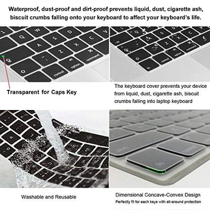 ProElife Keyboard Cover for MacBook Air 13-Inch with Touch ID A2337 M1 | Ombre Gray, U.S. Layout, Non-interference Design for ID Key, Dust-Resistant, Silicone Protective Skin, Washable & Reusable - color: Ombre Gray