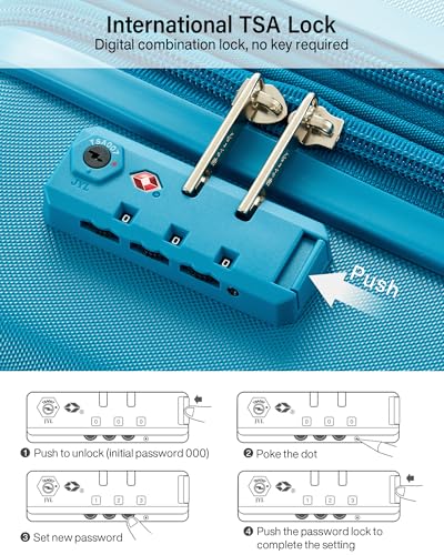 Hanke 20 Inch Expandable Carry On Luggage, Hard Shell with Side Hook | PC Hard Shell, Overhead Bin, Expandable Up to 15%, 8 Spinner Wheels, TSA Lock, Lightweight, Weekend Getaway - color: Caribbean Blue, size: 20 Inch EXT
