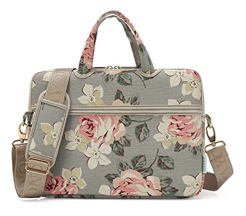 White Rose Patten water resistant Laptop Shoulder Messenger Bag Case Sleeve for 15 Inch 15.6 Inch Laptop,Laptop Briefcase - color: White Rose, size: 15-15.6 Inch