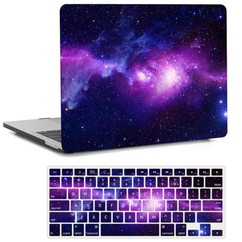 Compatible with MacBook Pro 14 inch Pro/Max Case 2025-2021 M5/M4/M3/M2/M1 Models A3434 A3185 A3401 A3112 A2918 A2992 A2779 A2442, Plastic Laptop Shell & Keyboard Cover, Black Purple Aurora - color: Black Purple Aurora, size: Pro 14.2" (2026-2021)M5/M4/M3/