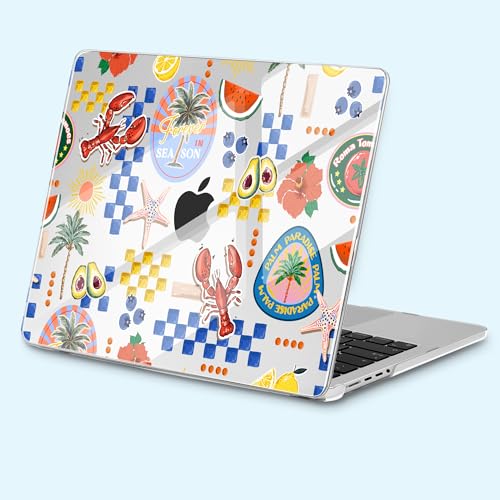 for New MacBook Pro 14 inch Case 2026 2025 M5 2024 M4 2023 Release– Aesthetic Floral Design Clear Laptop Shell 6-in-1 Bundle with TPU Keyboard Cover & OTG Adapters, Lobster & Fruit - color: Fruits