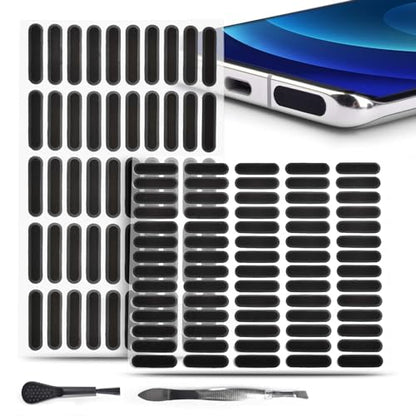 120Pcs Phone Speaker Cover Phone Speaker Dustproof Stickers Phone Speaker Dust Protector Cover Anti Dust Sticker Speaker Dust-Proof Cover Kit with Cleaning Brush & Tweezer - size: 120Pcs