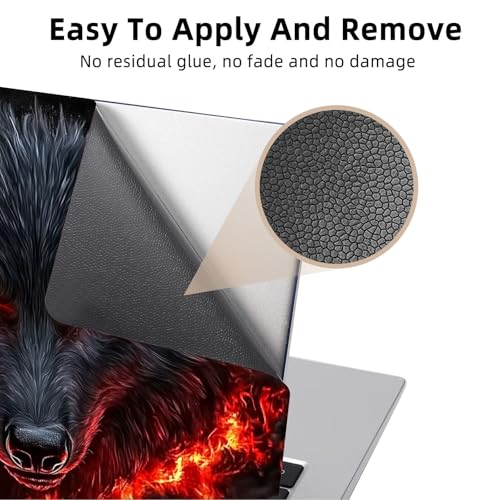 Aesthetic Laptop Skin Cover,12-15.6 Inch Universal Vinyl Sticker Decal,Waterproof Scratch-Resistant Notebook Wrap,Removable Residue-Free Protector,Fiery Wolf Dark - color: Fiery Wolf Dark