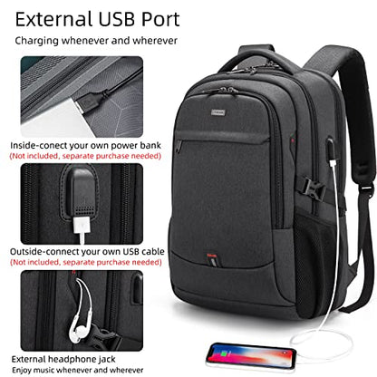 17 Inch Laptop Backpack for Travel Water Resistant College Bookbag for Men/Women Laptop Bag with USB Charging Port and Tablet Sleeve Bag Compatible Protective Case, Black - color: Black-b