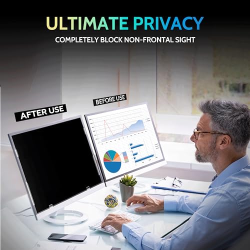 Peslv [2 Pack] 32 Inch Privacy Screen for Computer Monitor 16:9 Aspect Ratio, Eye Protection Anti Blue Light Glare Shield, 32inch Removable Black Blackout Anti Spy Desktop Security Private Filter - color: black, size: 32''(16:9)