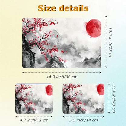 Universal Laptop Skin Sticker with 2 Wrist Pad Decals, 3-Piece Removable Vinyl Laptop Cover, Sun Mountain Water Scenery Waterproof Anti-Scratch, Easy-Trim Fit for 13.3" 14" 15.6" Laptops - color: Sun Mountain Water Scenery