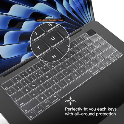 Ultra Thin Keyboard Cover for 2026-2024 MacBook Air 15 inch M5 M4 M3 Chip | A3448 A3241 A3114 TPU Protector Skin, MacBook Air M5 Accessories, Invisible, Anti Fingerprints & Dust, Clear - size: MacBook Air 15"(2023-2026)