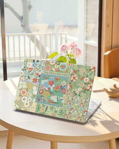 iCasso Compatible with MacBook Air 15 inch Case 2026 2025 2024 2023 Release M4 A3241 M3 A3114 M2 A2941, Slim Anti-Scratch Protective Plastic Hard Shell Case+Keyboard Cover for Mac Air 15,Green Flower - color: Green Patchwork Floral