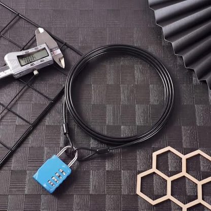 12 Pack Security Cable Luggage Lock with Loops 15 ft 3mm Braided Steel Coated Bike Cable Wire Double Loop Anti Theft Safety for U Lock, Padlock and Disc(Black) - color: Black, size: 15 Feet