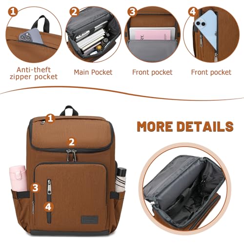 YALUNDISI Laptop Backpacks Travel Backpack Carry On Backpack Casual Daypack with USB Charging Port for Men Women Brown - color: Brown