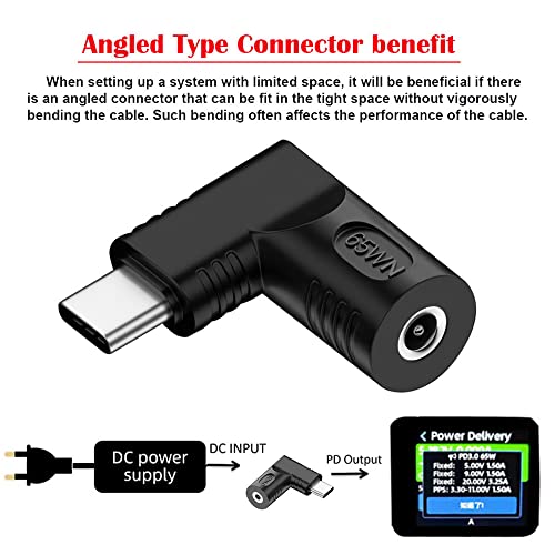 DC Jack 3.5x1.35mm Input to USB-C Type-C Angled 90 Degree Power Plug Charge Adapter for Laptop Phone - style: 3.5x1.35mm