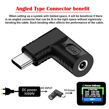 DC Jack 3.5x1.35mm Input to USB-C Type-C Angled 90 Degree Power Plug Charge Adapter for Laptop Phone - style: 3.5x1.35mm