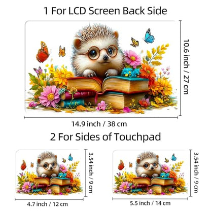 Universal Laptop Skin Sticker Decal, 12"-15.6" Aesthetic Vinyl Wrap, Cute Hedgehog Reading Books Waterproof Notebook Cover Art Protector for MacBook HP Dell Lenovo, Fits 13" 14" 15" 15.6" - color: Cute Hedgehog Reading Books