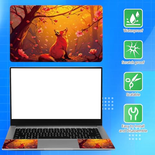 Universal Laptop Skin Sticker Decal for 11.6”12" 13" 13.3" 14" 15" 15.4" 15.6" Reusable Waterproof Scratch-Scratch Resistant Protective Vinyl Laptop Notebook Skin Stickers - Cherry Blossom and Fox - color: Cherry blossom and fox