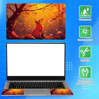 Universal Laptop Skin Sticker Decal for 11.6”12" 13" 13.3" 14" 15" 15.4" 15.6" Reusable Waterproof Scratch-Scratch Resistant Protective Vinyl Laptop Notebook Skin Stickers - Cherry Blossom and Fox - color: Cherry blossom and fox