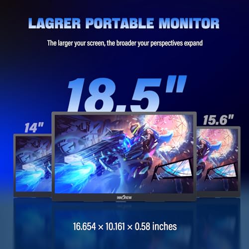 InnoView 2K Portable Monitor for Laptop 18.5" 2560x1440p QHD 120Hz 100% sRGB USB-C Standard HDMI Gaming Monitor,HDR Travel External Second Screen for Laptop, PC, Game Consoles - size: 18.5