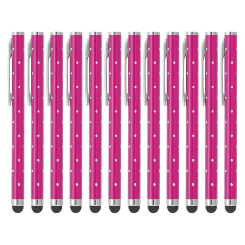 PATIKIL Stylus Pens for Touch Screens, 12 Pcs High Precision Universal Bling Stylus Crystal Metal Capacitive Pen for Touch Screen Devices Phone Tablets Laptop, Rose Red - color: Rose Red