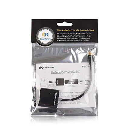 Cable Matters Mini DisplayPort to VGA Adapter, Mini DP to VGA, Black | Thunderbolt 2 and Thunderbolt Ports Compatible