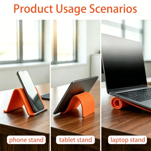 2Pack Flexible Silicone and Aluminum Phone Stand – Bendable, Rollable, Foldable, Wrap-Around Mount Holder for Laptop, Desk, Bed, and Travel