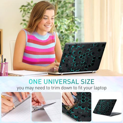 12.1-15.6 Inch Laptop Skin Decal, Universal Reusable Vinyl Laptop Cover Sticker, Waterproof Art Decal Protector in Black Honeycomb - color: Black Honeycomb