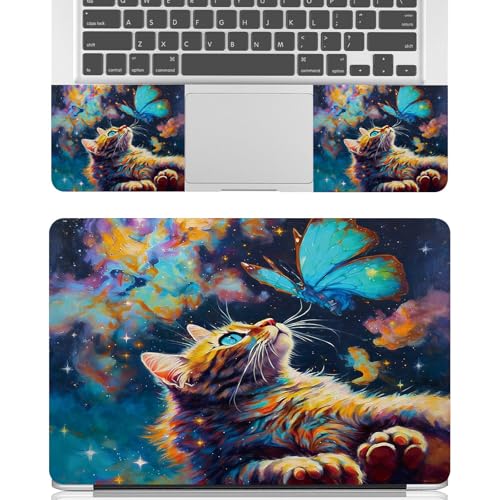 Universal Laptop Skin Sticker Decal for 11.6”12" 13" 13.3" 14" 15" 15.4" 15.6" Reusable Waterproof Scratch-Scratch Resistant Protective Vinyl Laptop Notebook Skin Stickers - Galaxy Cat and Butterfly - color: Galaxy Cat and Butterfly