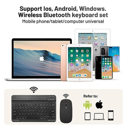 Ultra-Slim Bluetooth Keyboard Portable Mini Wireless Keyboard Rechargeable for Apple iPad iPhone Samsung Tablet Phone Smartphone iOS Android Windows (10 inch Black) - color: black